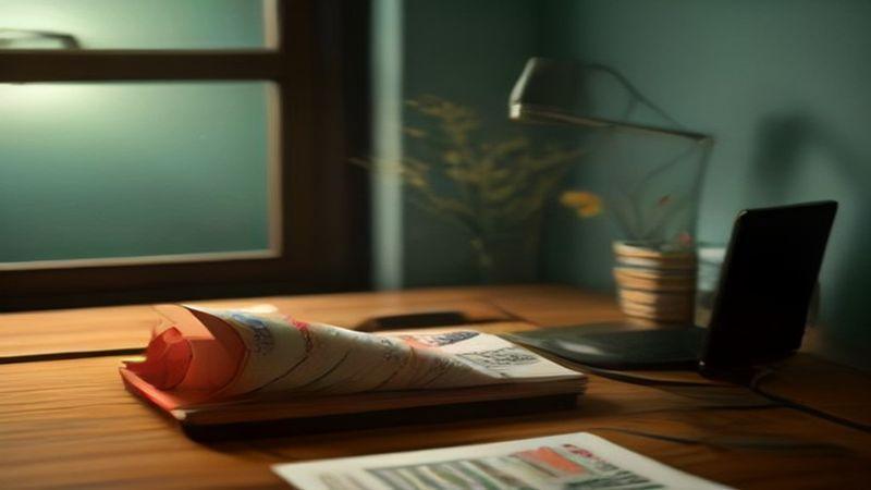 โทรศัพท์เปิดเกมสล็อตวางข้างกองธนบัตรบนโต๊ะไม้